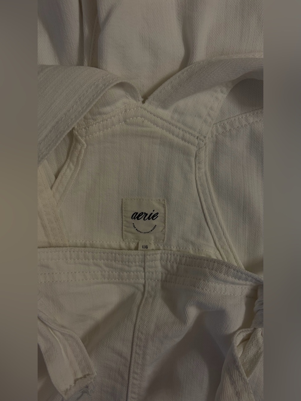 Aerie Denim Shortall Overalls - White, Large - Picture 7 of 10